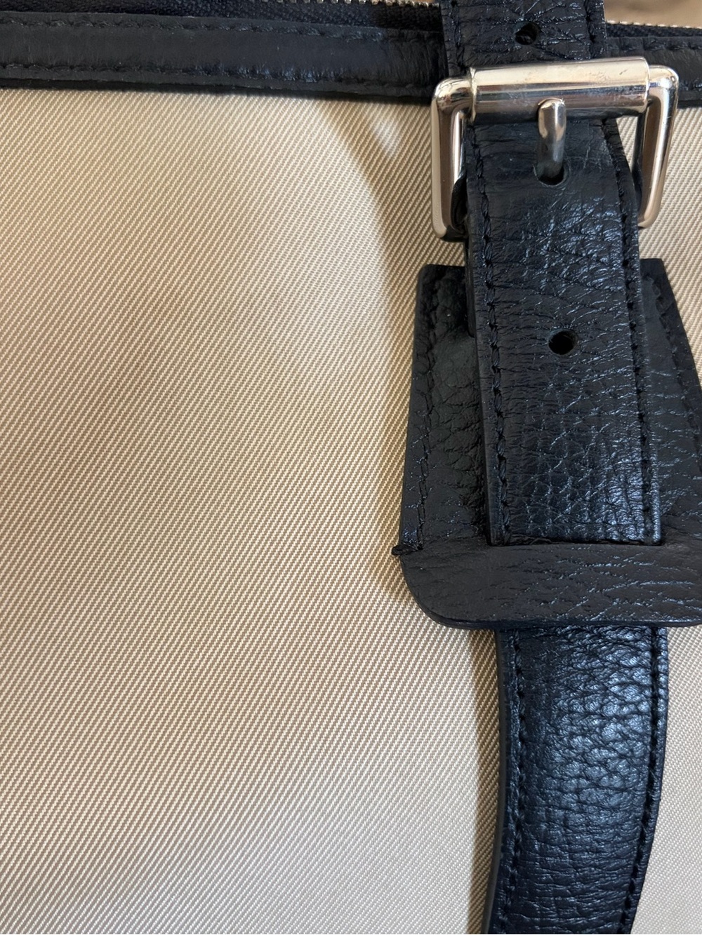 Burberry Nova Check Satchel Jacquard Leather Handbag Black Beige - Picture 7 of 16